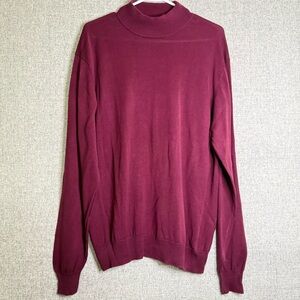 Jos. A. Bank Men's Turtleneck‎ Sweater 100% Silk Burgundy Size Large